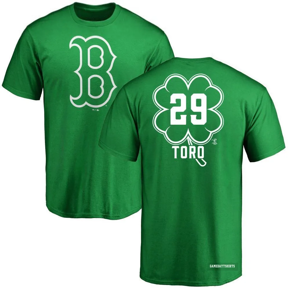 Abraham Toro Boston Red Sox ＃29 Green Dubliner T-Shirt Kelly