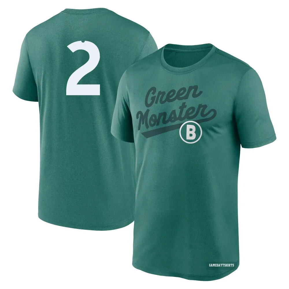 Alex Bregman Boston Red Sox ＃2 Green 2025 City Connect Team Phrase Script Performance T-Shirt