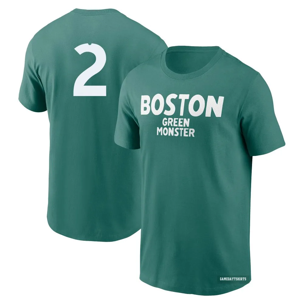 Alex Bregman Boston Red Sox ＃2 Green 2025 City Connect Wordmark T-Shirt
