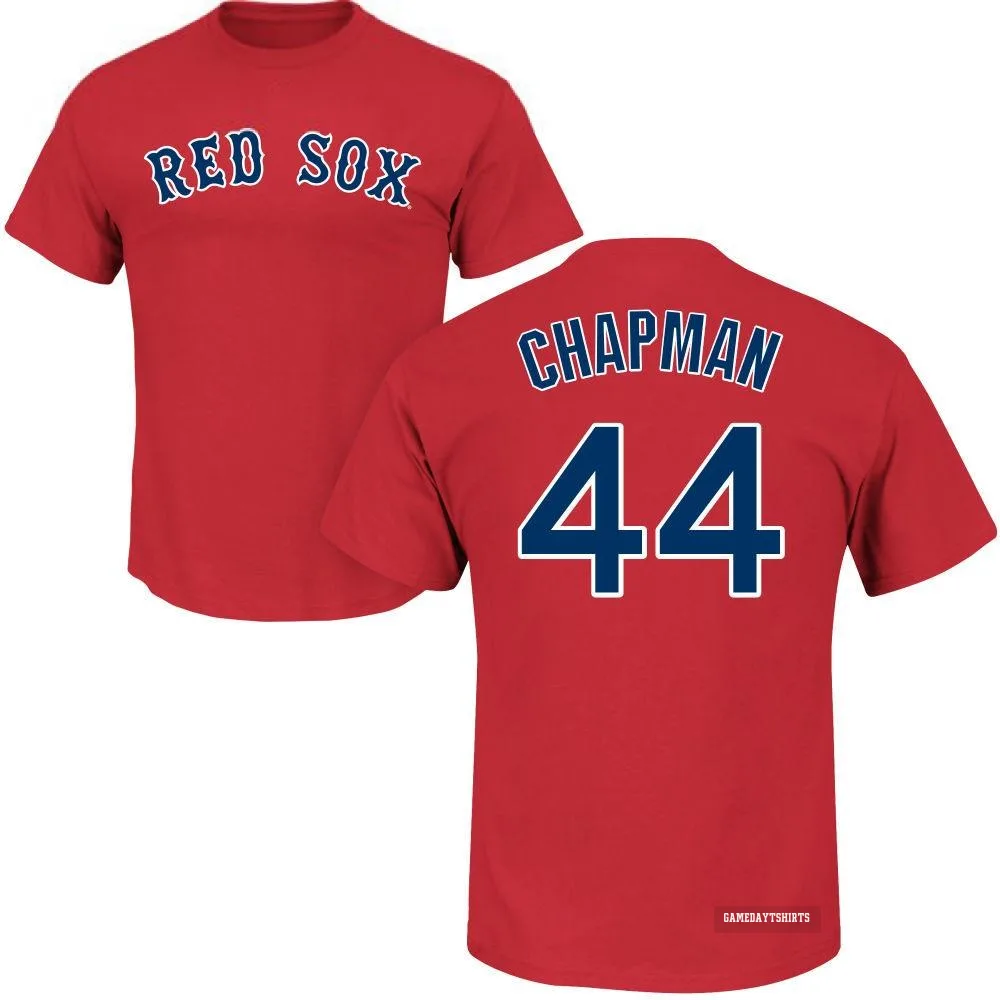 Aroldis Chapman Boston Red Sox ＃44 Scarlet Roster T-Shirt