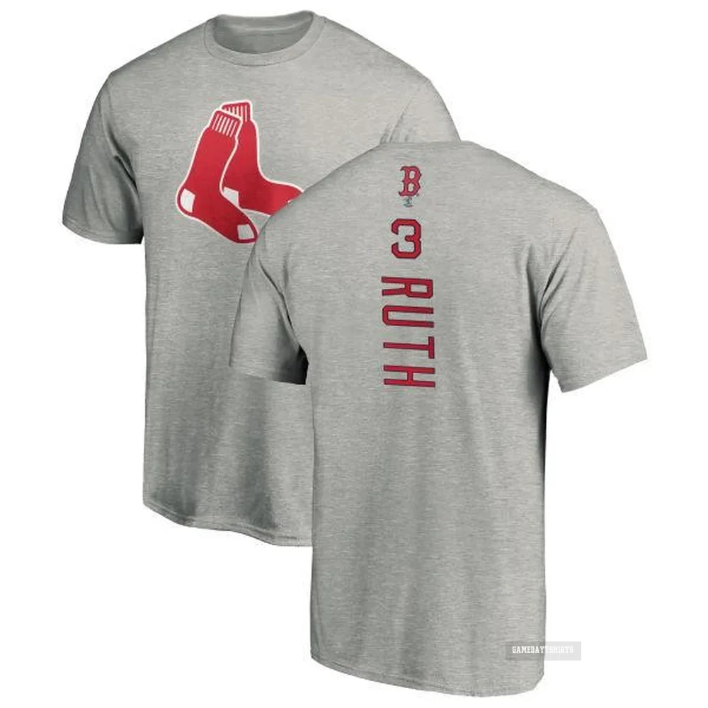 Babe Ruth Boston Red Sox ＃3 Backer T-Shirt Ash