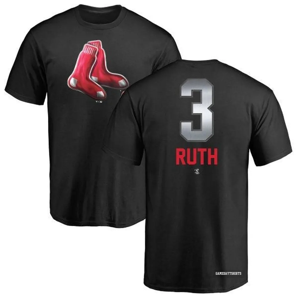 Babe Ruth Boston Red Sox ＃3 Black Midnight Mascot T-Shirt