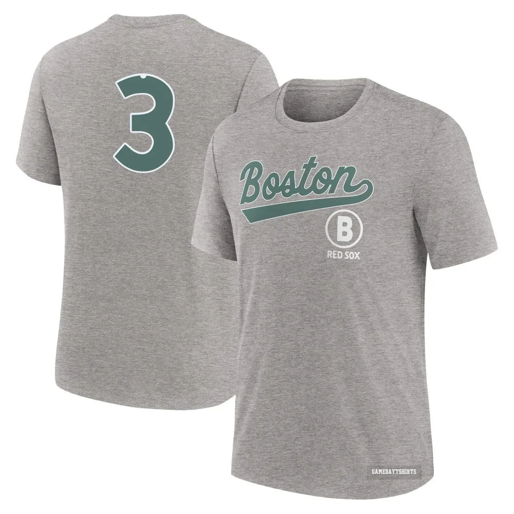 Babe Ruth Boston Red Sox ＃3 Charcoal Heather 2025 City Connect T-Shirt