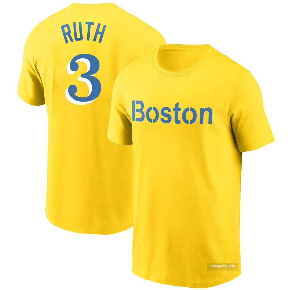 Babe Ruth Boston Red Sox ＃3 Gold City Connect T-Shirt