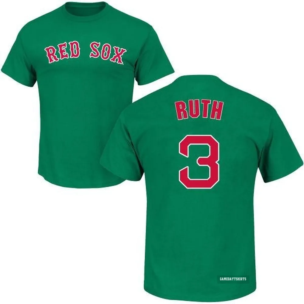 Babe Ruth Boston Red Sox ＃3 Green St. Patrick's Day Roster T-Shirt