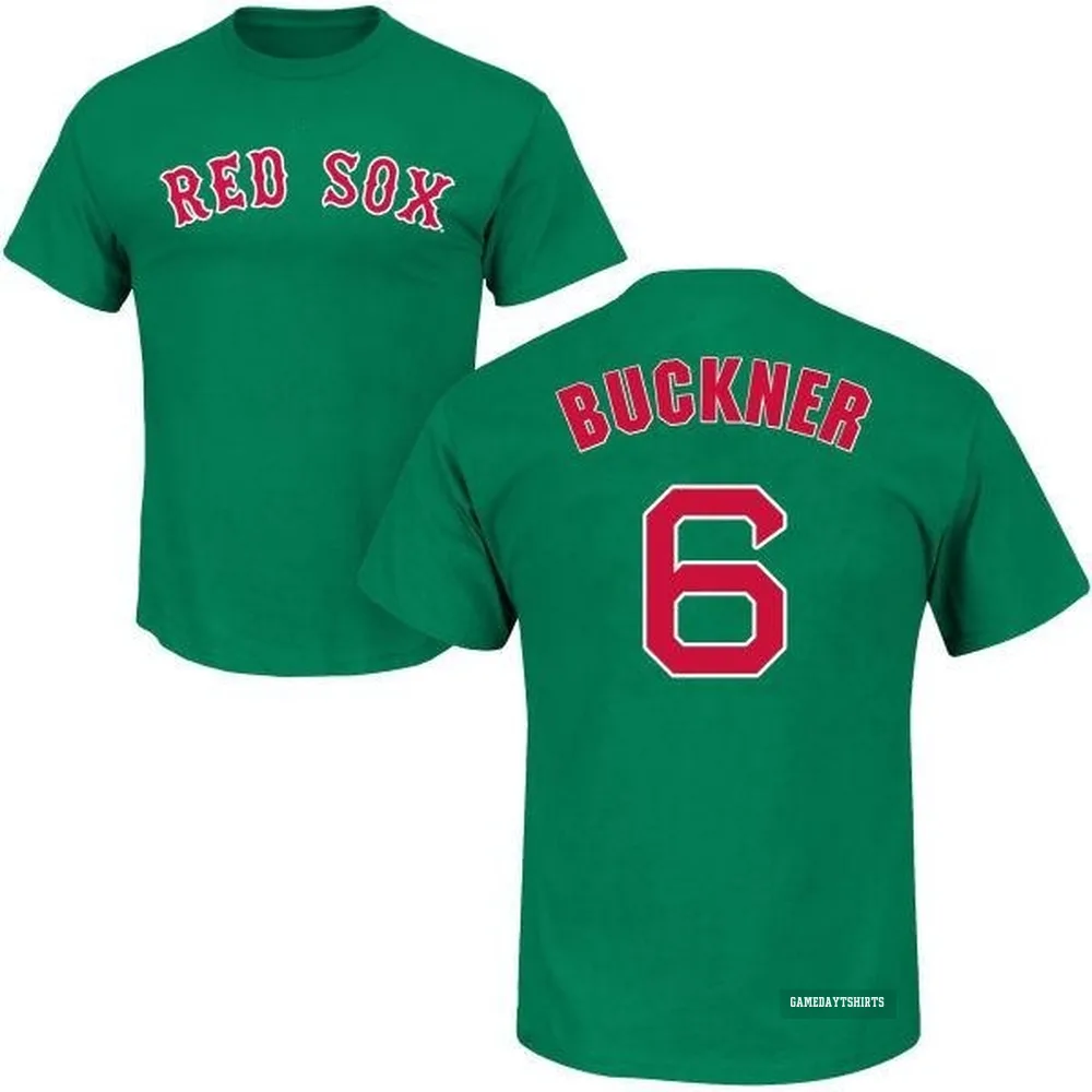 Bill Buckner Boston Red Sox ＃6 Green St. Patrick's Day Roster T-Shirt