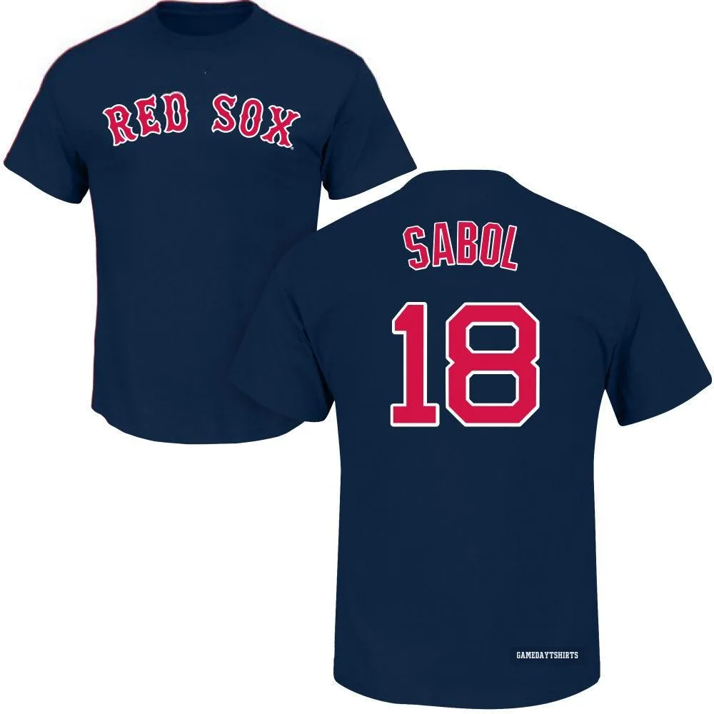 Blake Sabol Boston Red Sox ＃18 Navy Roster T-Shirt