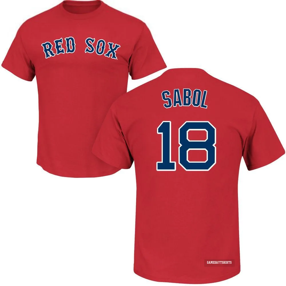 Blake Sabol Boston Red Sox ＃18 Scarlet Roster T-Shirt