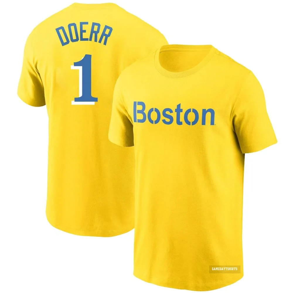 Bobby Doerr Boston Red Sox ＃1 Gold City Connect T-Shirt