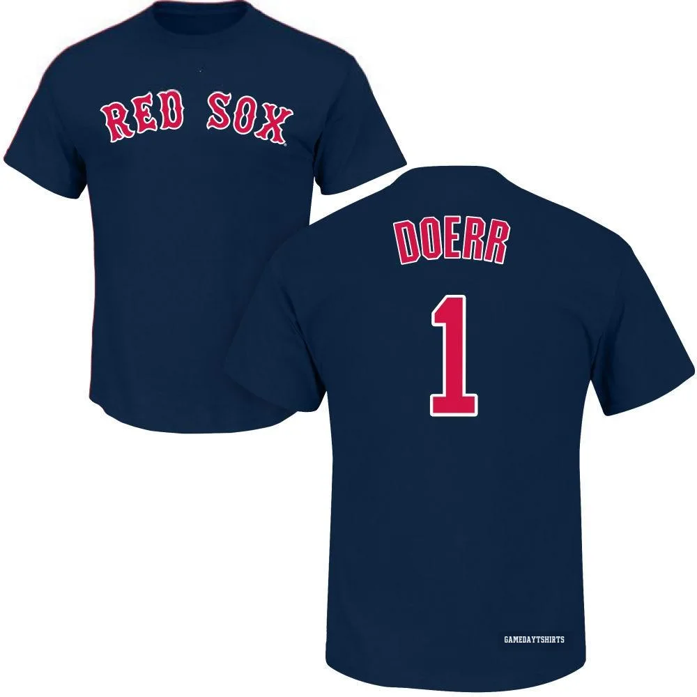 Bobby Doerr Boston Red Sox ＃1 Navy Roster T-Shirt