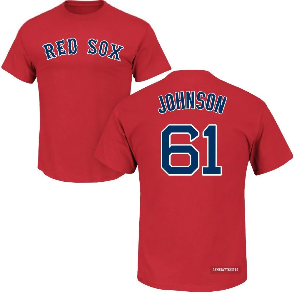 Brian Johnson Boston Red Sox ＃61 Scarlet Roster T-Shirt