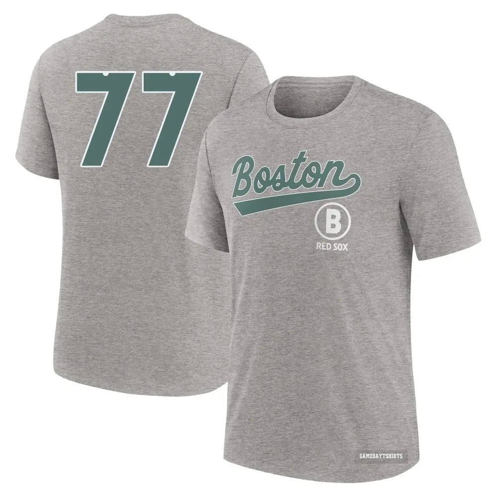 Brian Van Belle Boston Red Sox ＃77 Charcoal Heather 2025 City Connect T-Shirt