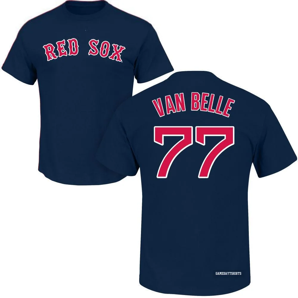Brian Van Belle Boston Red Sox ＃77 Navy Roster T-Shirt