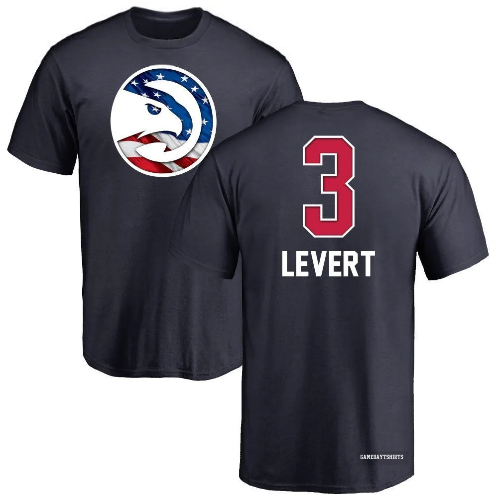 Caris LeVert Atlanta Hawks ＃3 Navy Name and Number Banner Wave T-Shirt