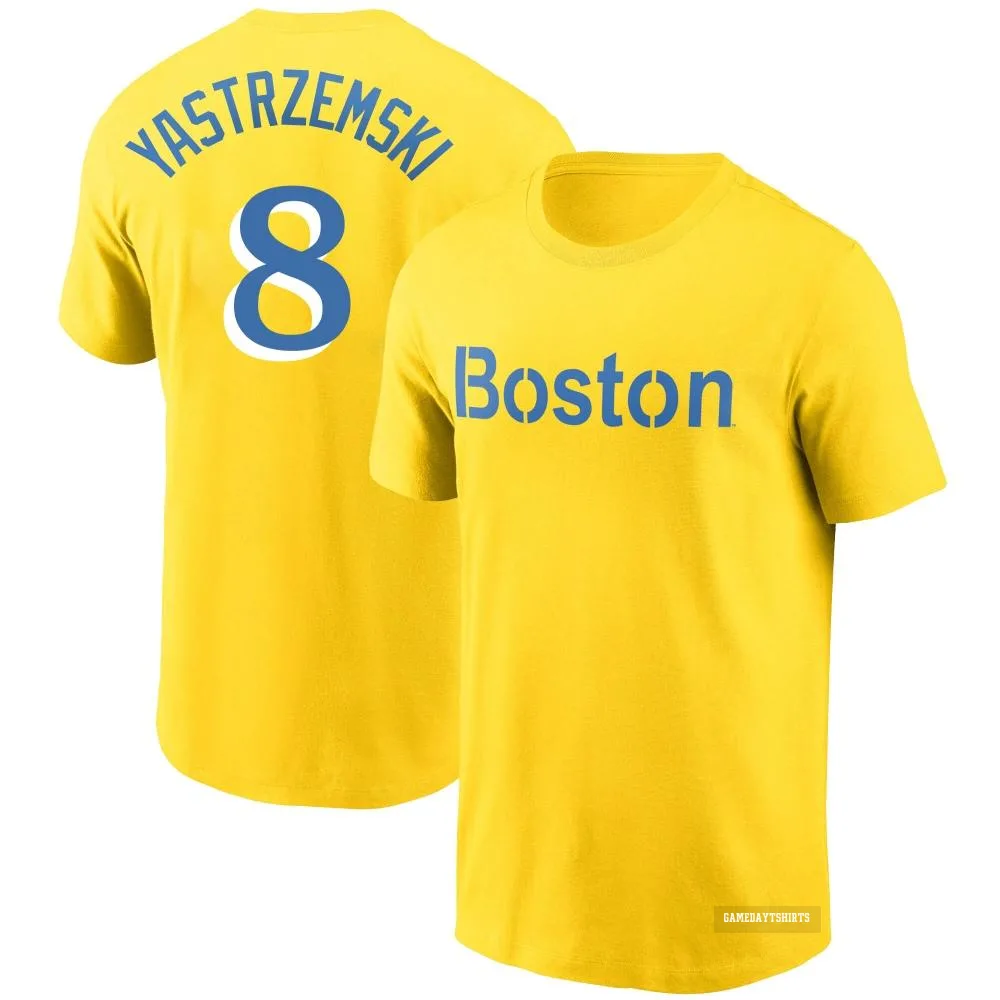 Carl Yastrzemski Boston Red Sox ＃8 Gold City Connect T-Shirt