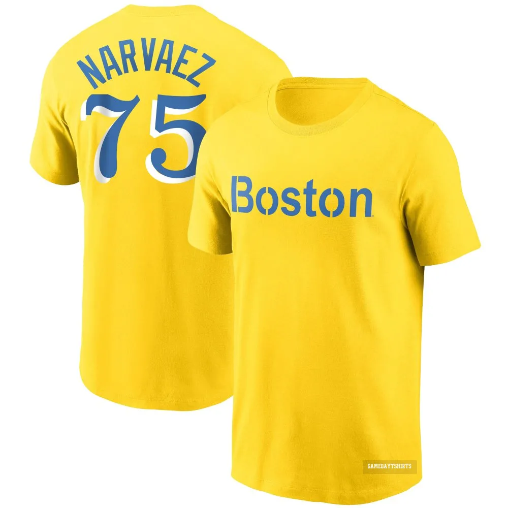 Carlos Narvaez Boston Red Sox ＃75 Gold City Connect T-Shirt