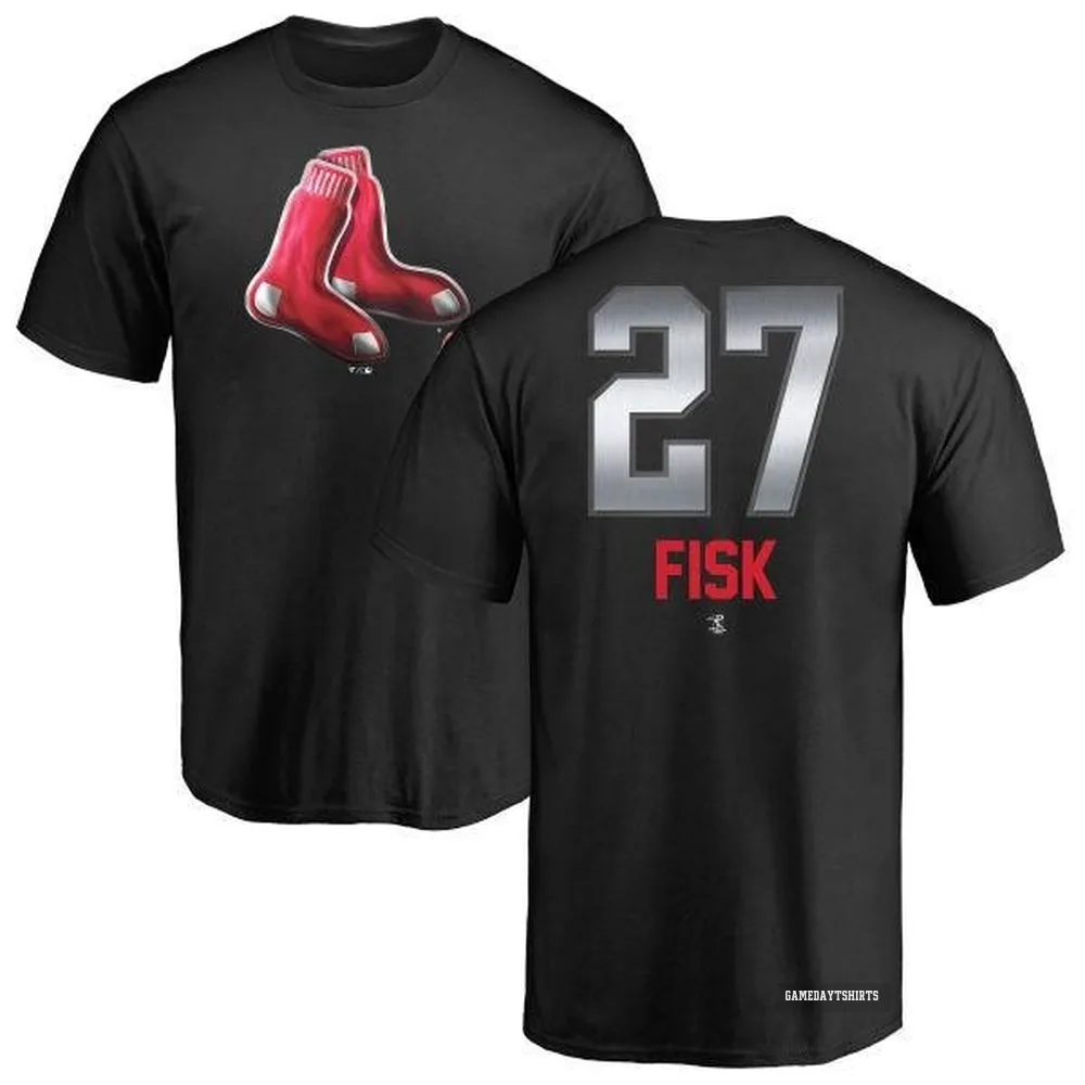 Carlton Fisk Boston Red Sox ＃27 Black Midnight Mascot T-Shirt