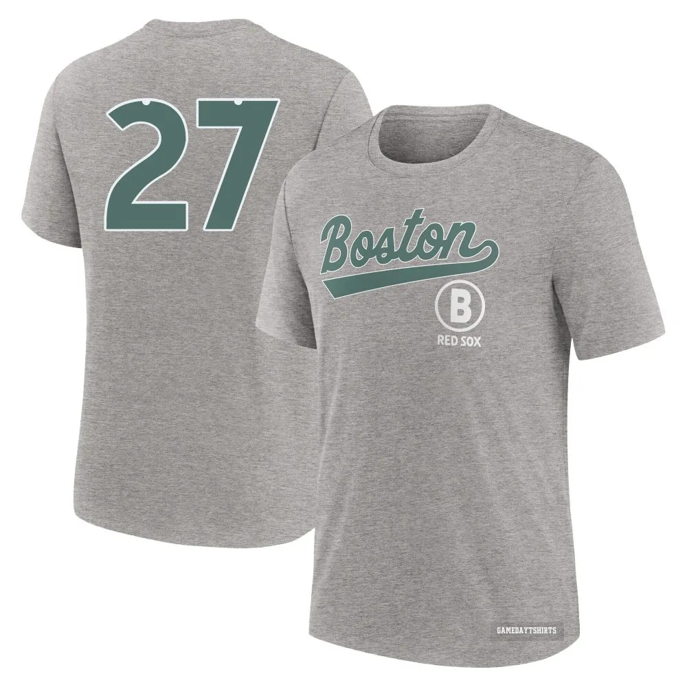 Carlton Fisk Boston Red Sox ＃27 Charcoal Heather 2025 City Connect T-Shirt