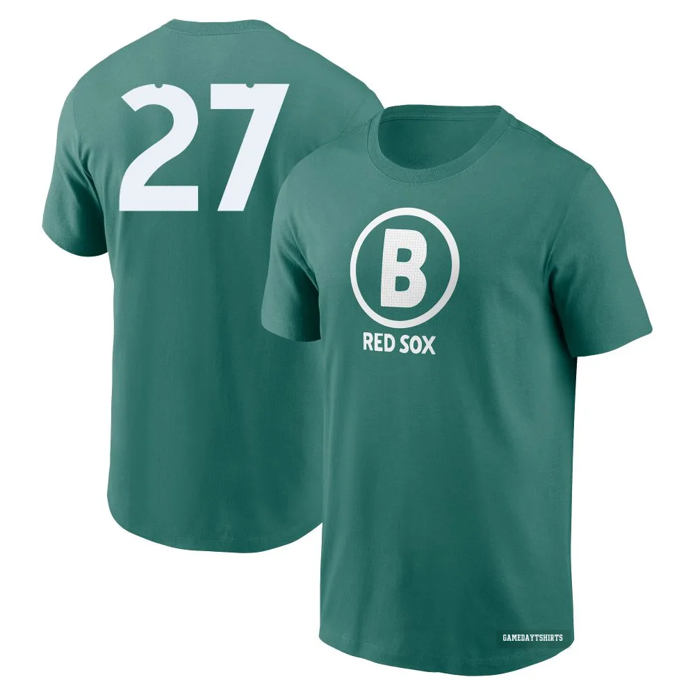 Carlton Fisk Boston Red Sox ＃27 Green 2025 City Connect T-Shirt