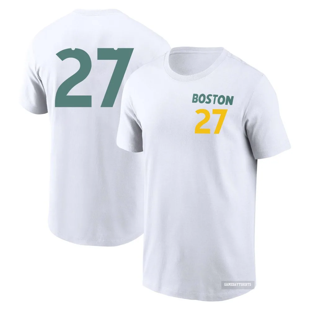 Carlton Fisk Boston Red Sox ＃27 White 2025 City Connect T-Shirt