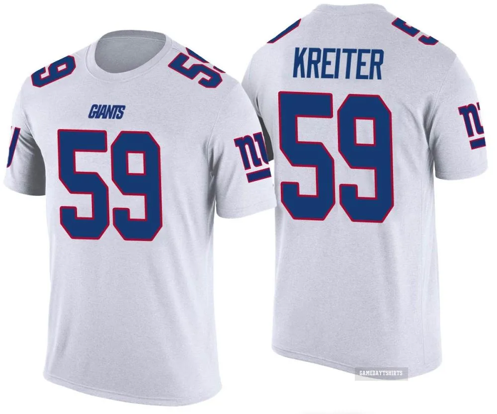Casey Kreiter New York Giants ＃59 White Color Rush T-Shirt - Gamedaytshirts