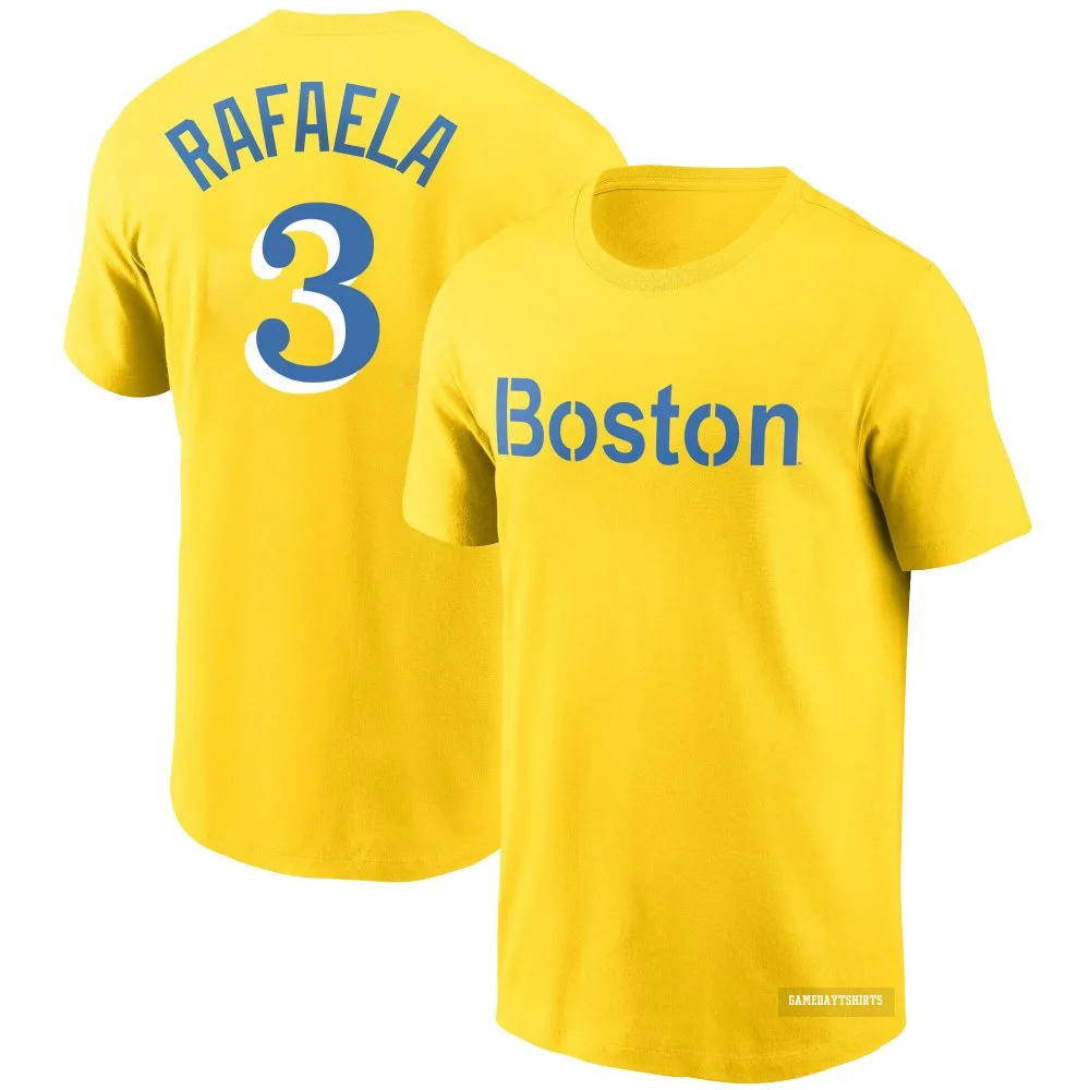 Ceddanne Rafaela Boston Red Sox ＃3 Gold City Connect T-Shirt