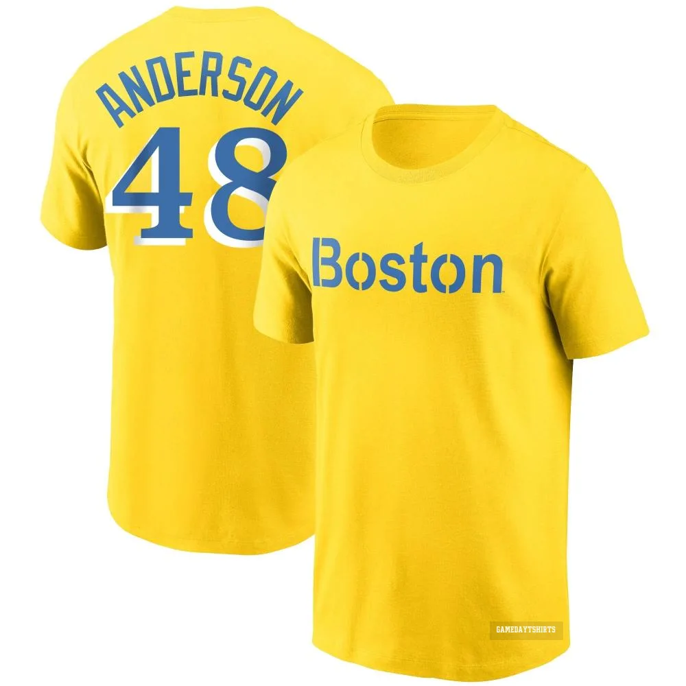 Chase Anderson Boston Red Sox ＃48 Gold City Connect T-Shirt