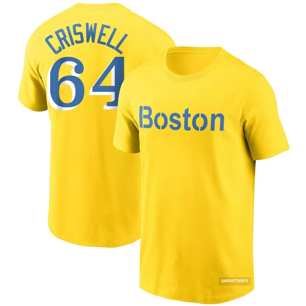 Cooper Criswell Boston Red Sox ＃64 Gold City Connect T-Shirt