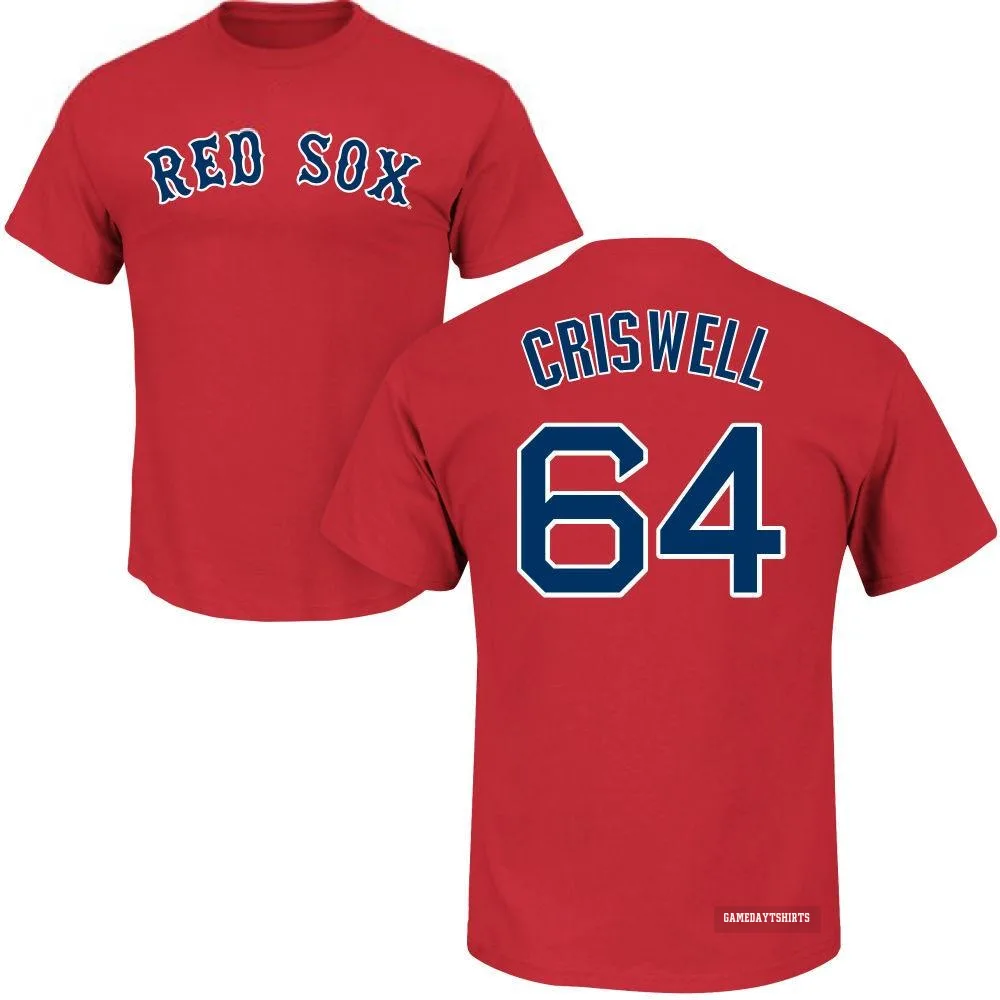 Cooper Criswell Boston Red Sox ＃64 Scarlet Roster T-Shirt
