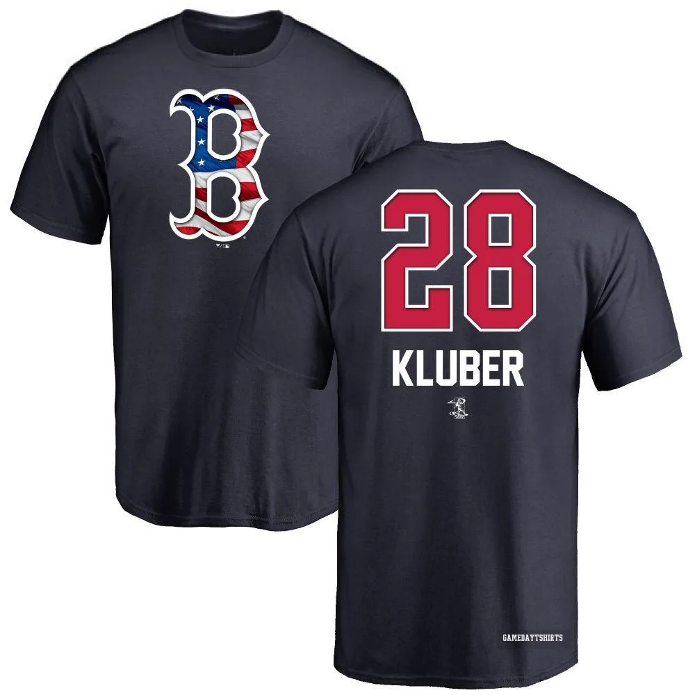 Corey Kluber Boston Red Sox ＃28 Navy Name and Number Banner Wave T-Shirt