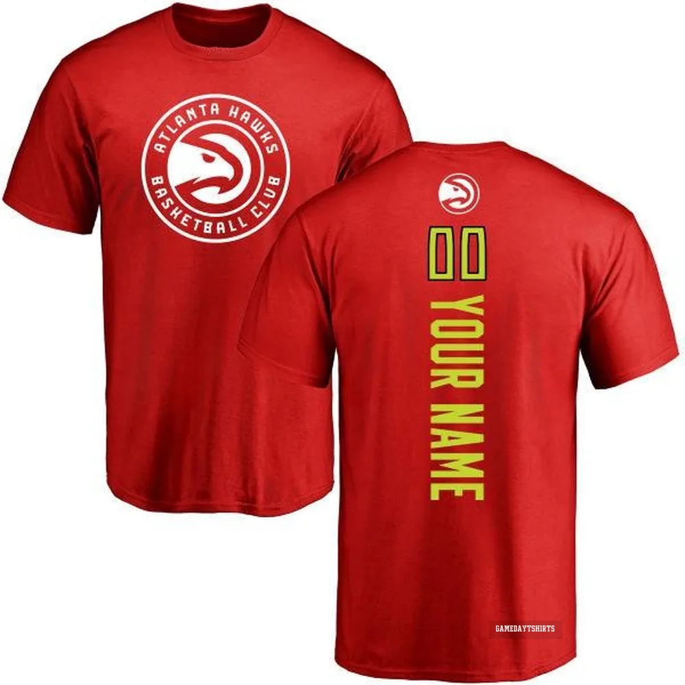 Custom Atlanta Hawks ＃00 Red Backer T-Shirt