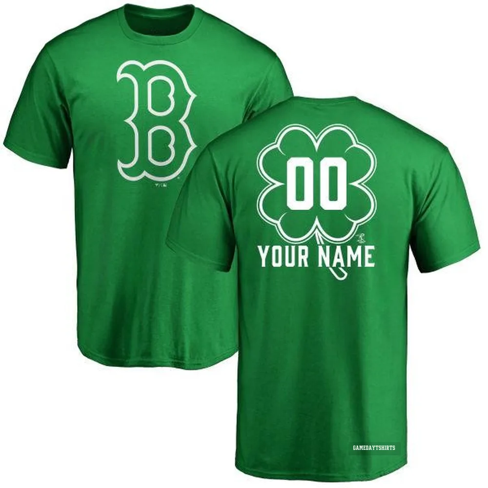 Custom Boston Red Sox ＃00 Green Dubliner T-Shirt Kelly