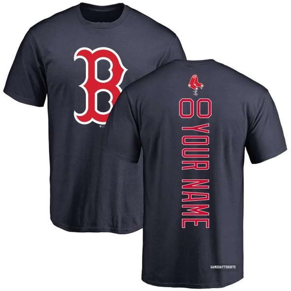 Custom Boston Red Sox ＃00 Navy Backer T-Shirt