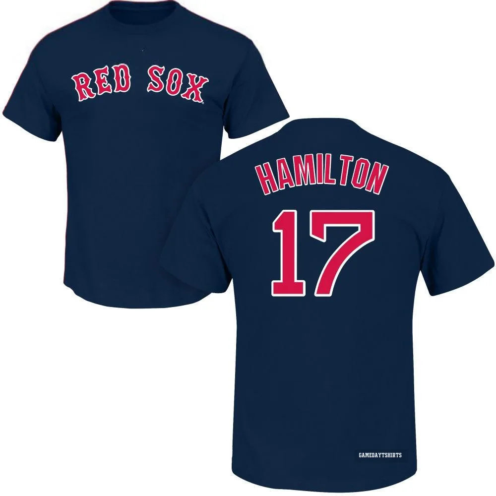 David Hamilton Boston Red Sox ＃17 Navy Roster T-Shirt