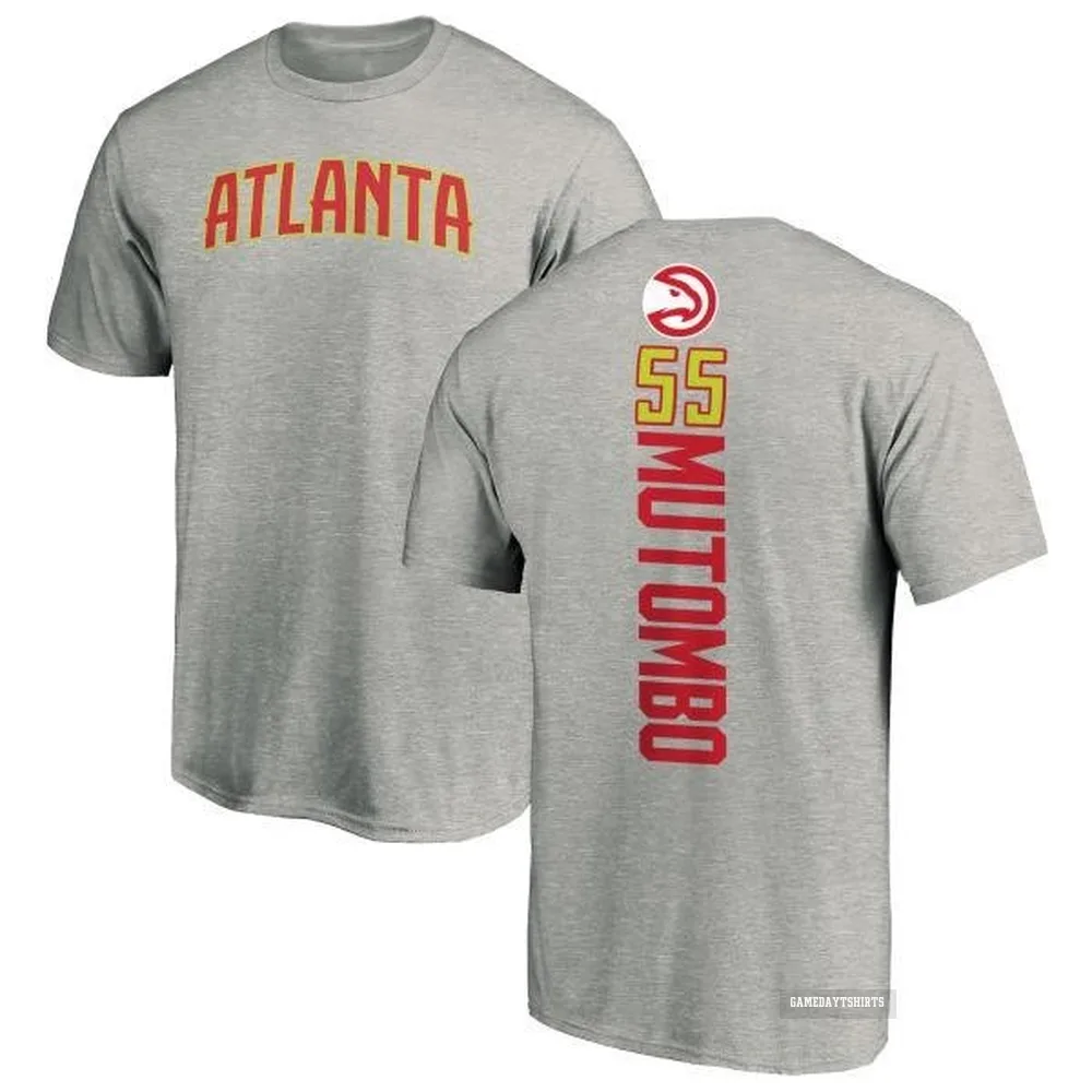 Dikembe Mutombo Atlanta Hawks ＃55 Ash Backer T-Shirt