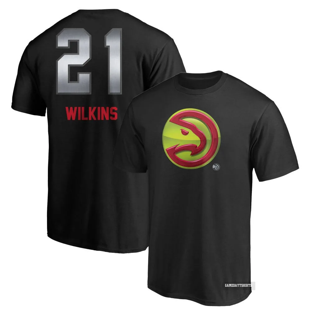 Dominique Wilkins Atlanta Hawks ＃21 Black Midnight Mascot T-Shirt