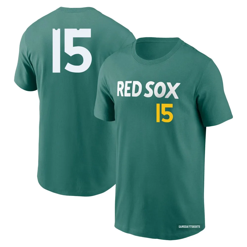 Dustin Pedroia Boston Red Sox ＃15 Green 2025 City Connect Fuse T-Shirt