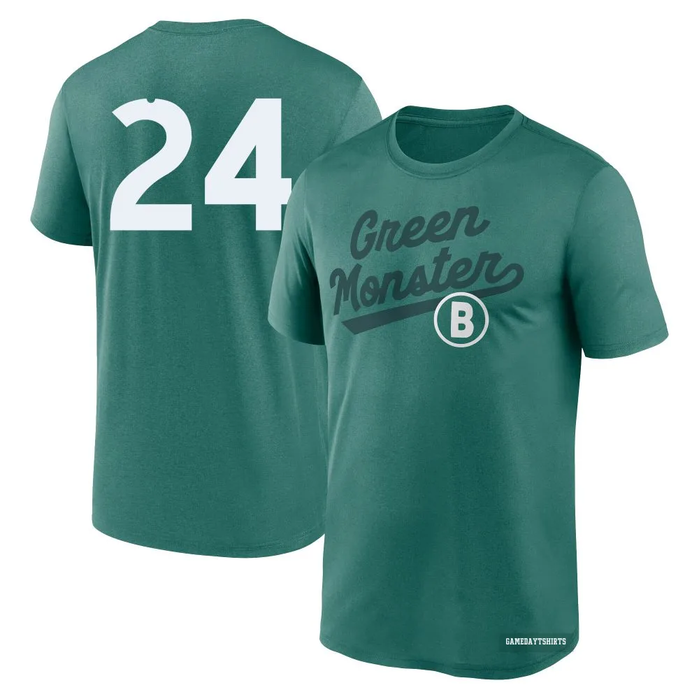 Dwight Evans Boston Red Sox ＃24 Green 2025 City Connect Team Phrase Script Performance T-Shirt