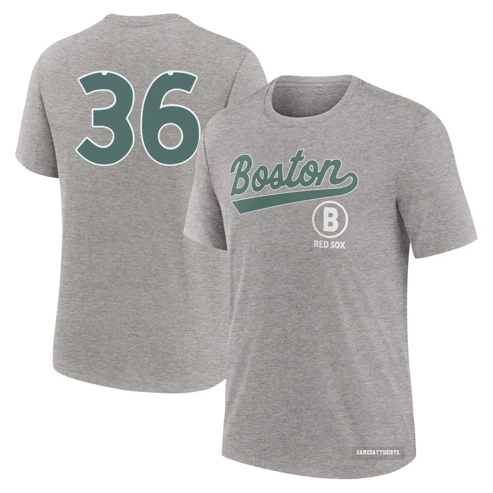 Eduardo Nunez Boston Red Sox ＃36 Charcoal Heather 2025 City Connect T-Shirt