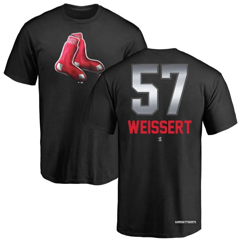 Greg Weissert Boston Red Sox ＃57 Black Midnight Mascot T-Shirt