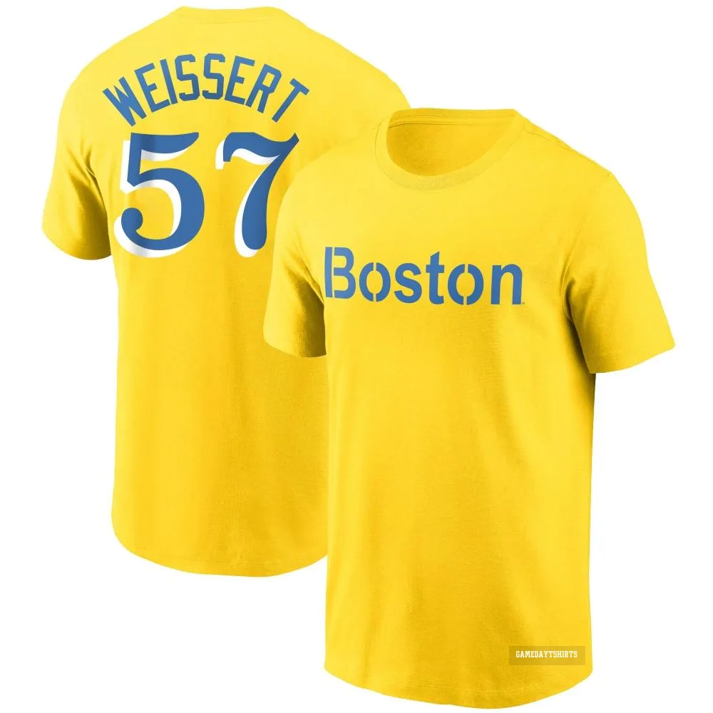 Greg Weissert Boston Red Sox ＃57 Gold City Connect T-Shirt