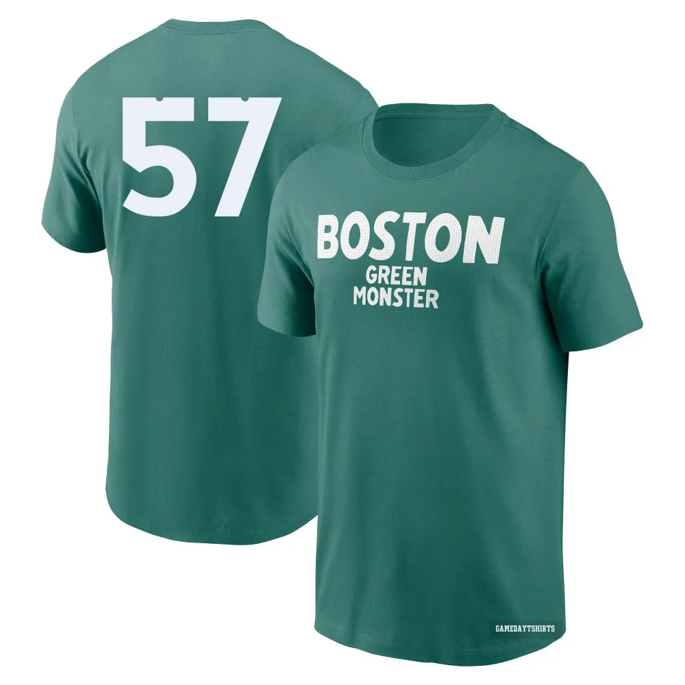 Greg Weissert Boston Red Sox ＃57 Green 2025 City Connect Wordmark T-Shirt