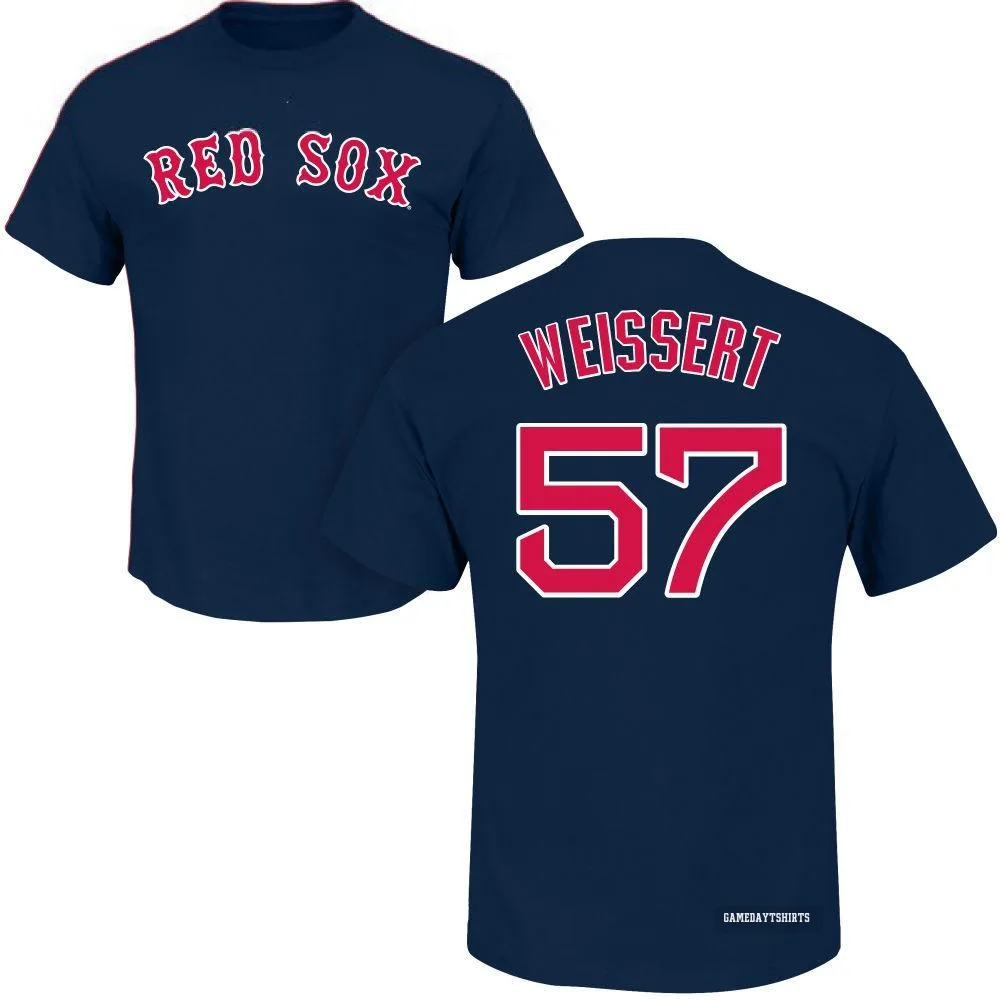 Greg Weissert Boston Red Sox ＃57 Navy Roster T-Shirt
