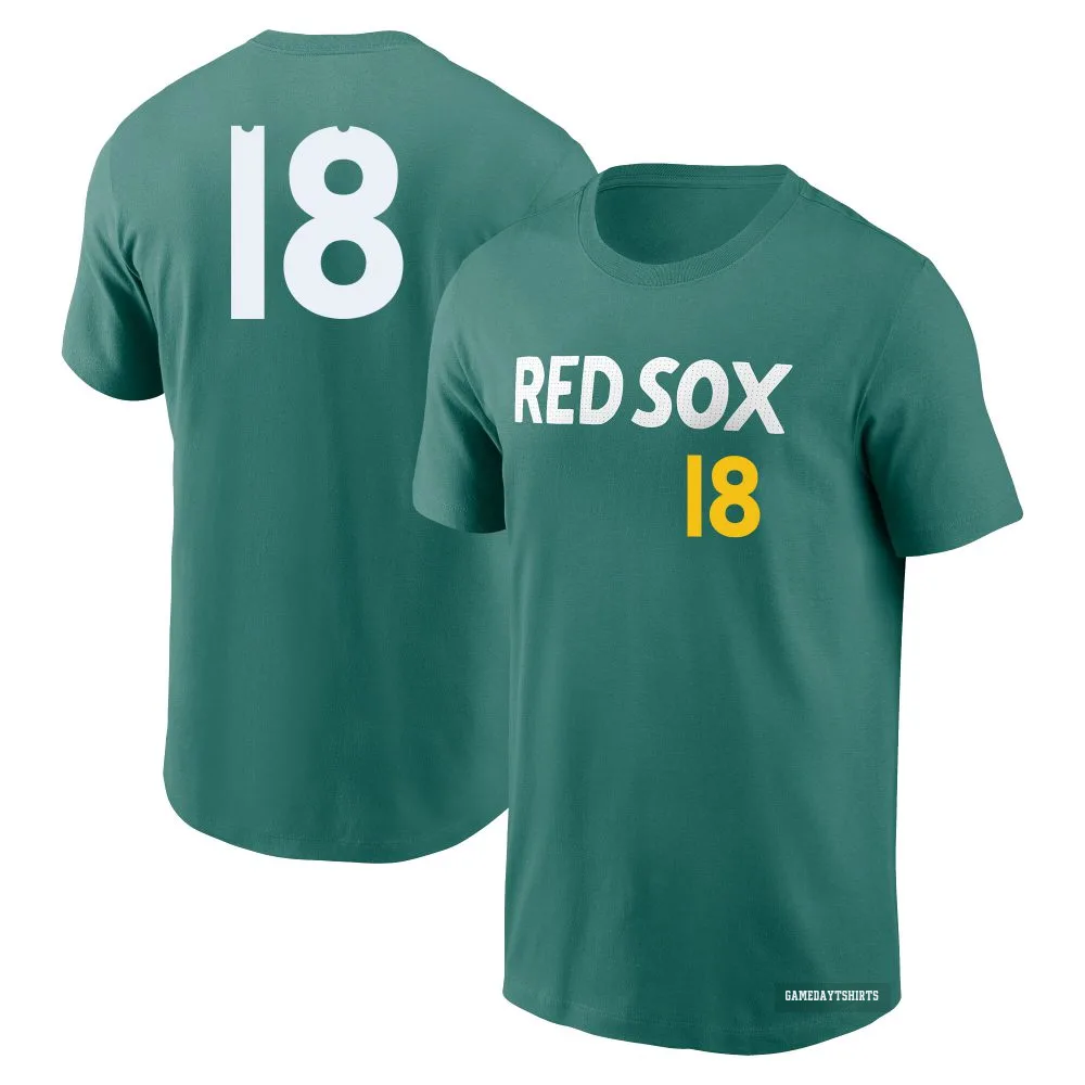 Hirokazu Sawamura Boston Red Sox ＃18 Green 2025 City Connect Fuse T-Shirt