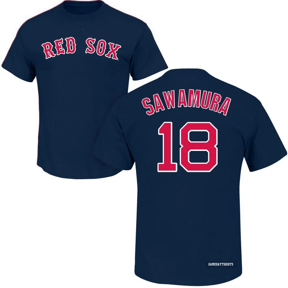 Hirokazu Sawamura Boston Red Sox ＃18 Navy Roster T-Shirt