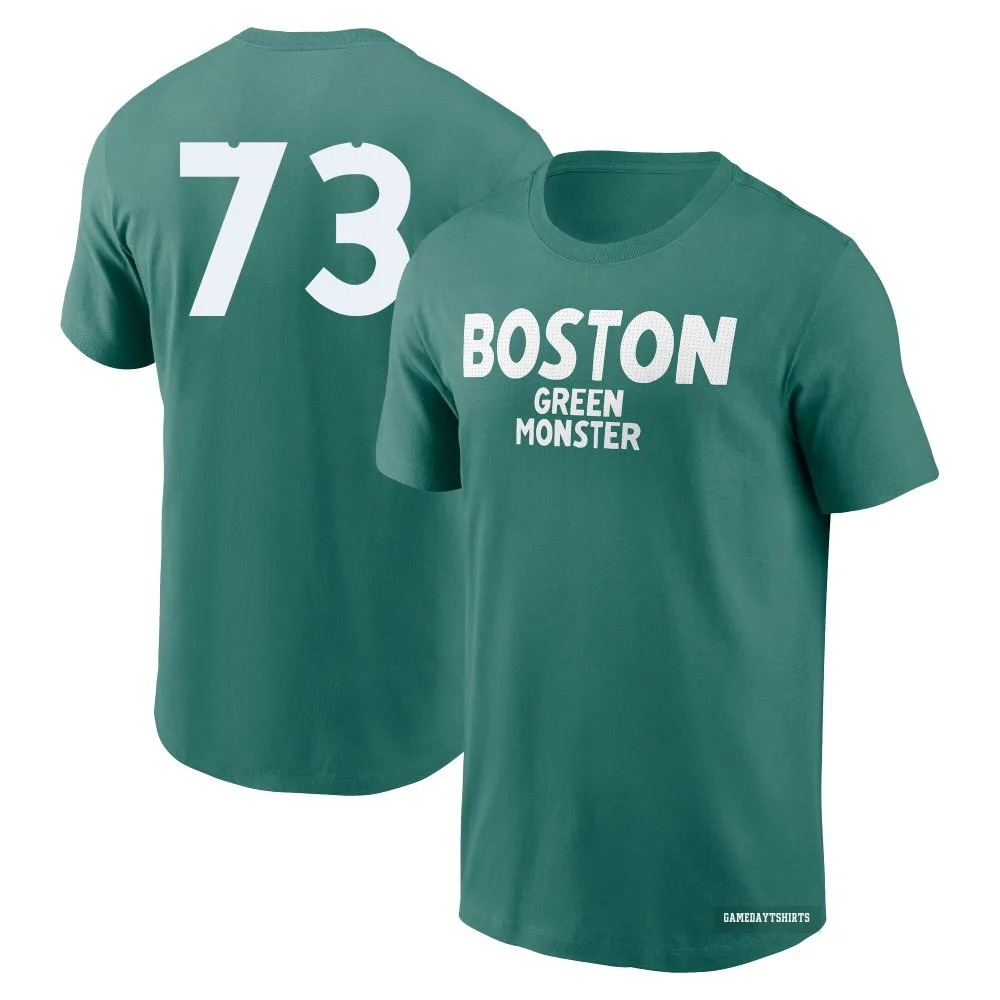 Hunter Dobbins Boston Red Sox ＃73 Green 2025 City Connect Wordmark T-Shirt