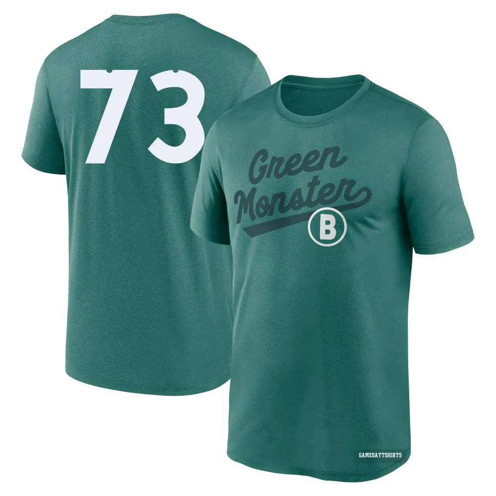Jamie Westbrook Boston Red Sox ＃73 Green 2025 City Connect Team Phrase Script Performance T-Shirt