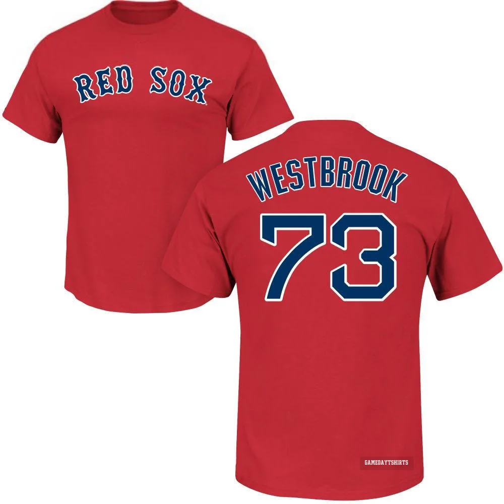 Jamie Westbrook Boston Red Sox ＃73 Scarlet Roster T-Shirt