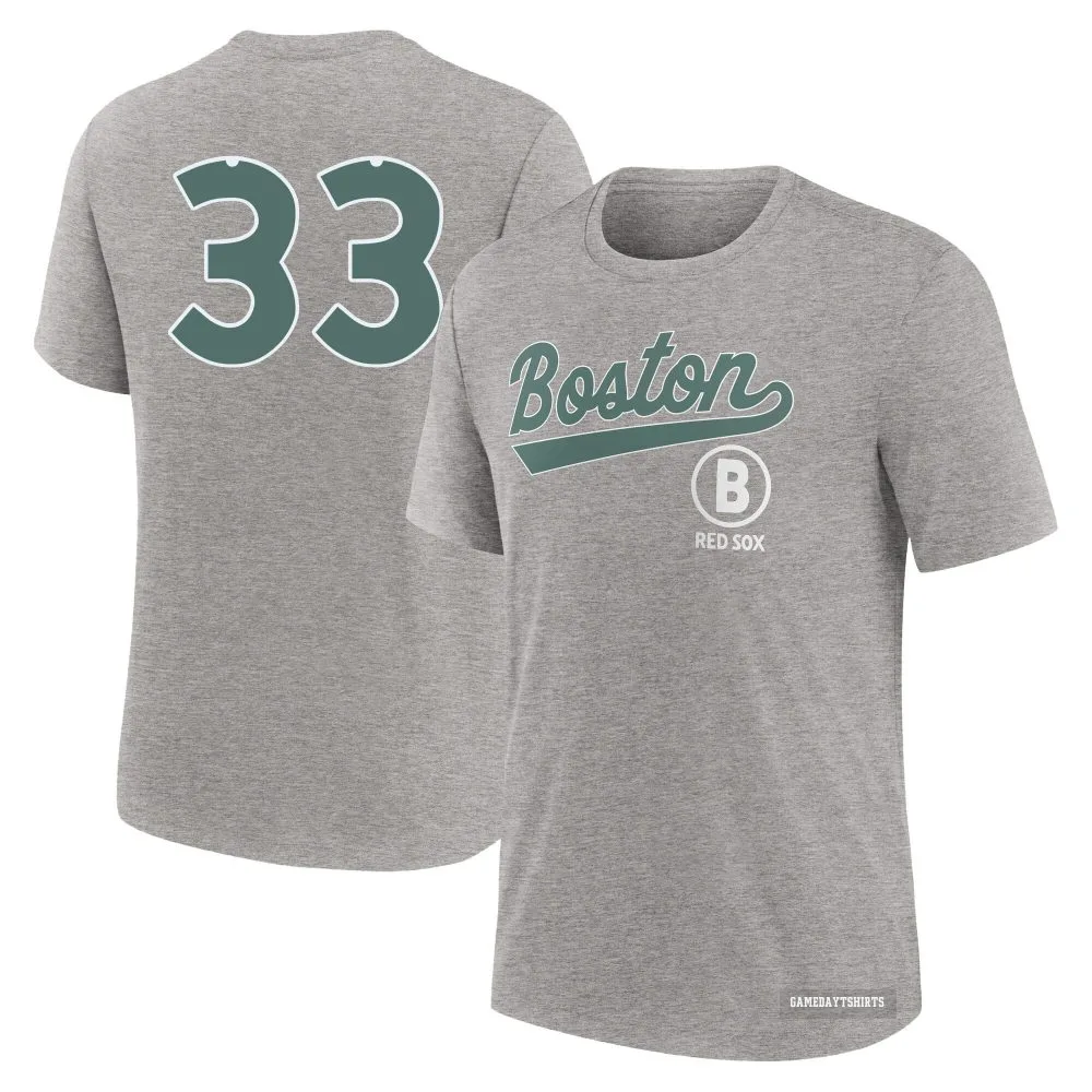 Jason Varitek Boston Red Sox ＃33 Charcoal Heather 2025 City Connect T-Shirt
