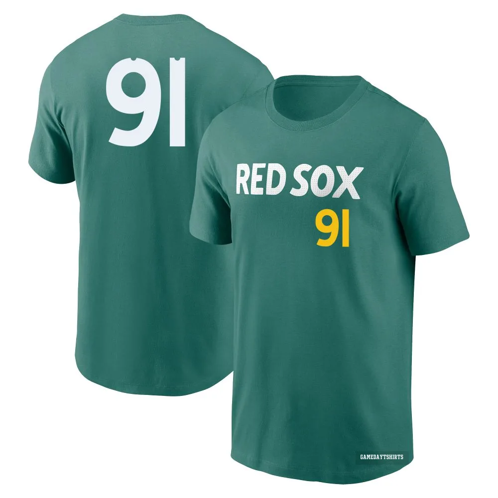 Jhostynxon Garcia Boston Red Sox ＃91 Green 2025 City Connect Fuse T-Shirt